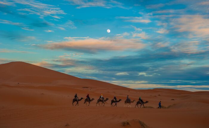 Sunset with camel ride in Merzouga