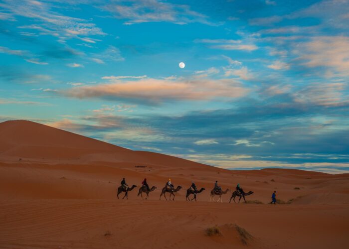 Sunset with camel ride in Merzouga