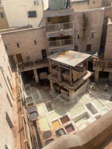 Moroccan craftsmanship at Fes Dar Dbagh – colorful leather dyeing pools