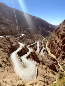 Mountain road through Tichka Pass – scenic Atlas Mountains view.